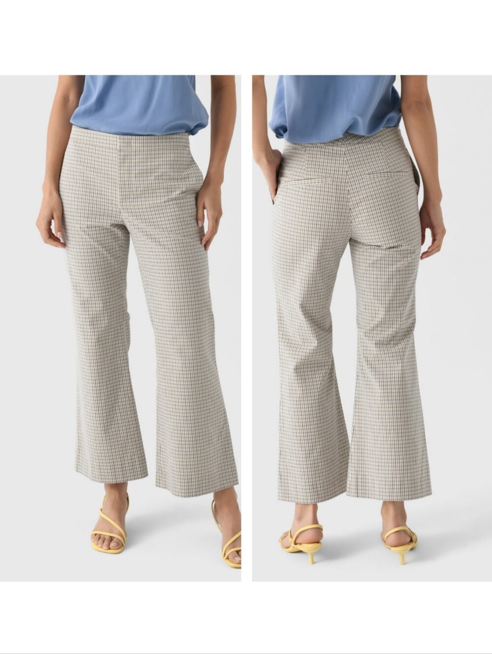 Vince Gardener's Check Cotton Low-Rise Crop Flare Trouser Size 4
